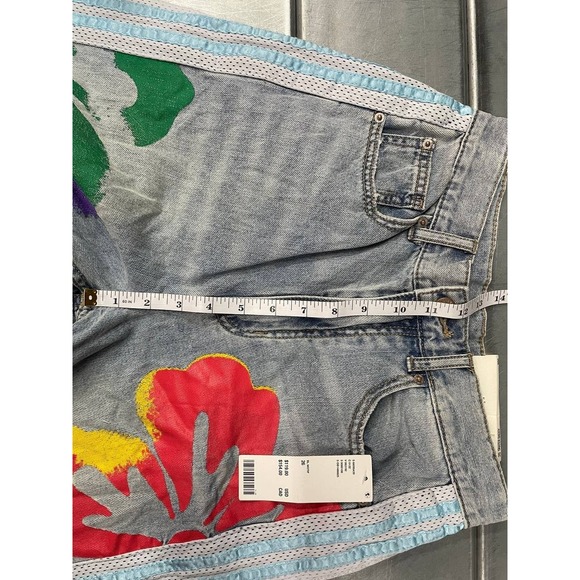 Urban Outfitters BDG Skater Baggy Jeans Womens 26 Hibiscus Print Light Wash - Picture 8 of 14